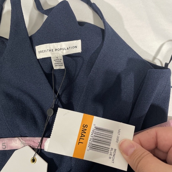 NWT Dress the Population [ Small ] Iris Slit Crepe‎ Gown in Midnight Blue - Picture 8 of 15